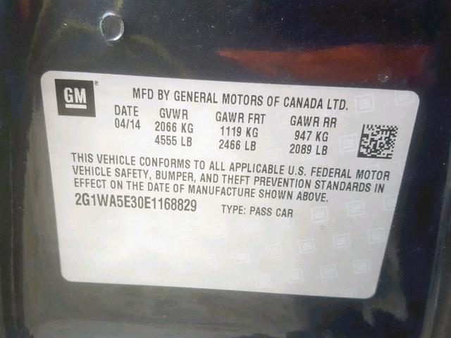 2G1WA5E30E1168829 - 2014 CHEVROLET IMPALA LIM GRAY photo 10