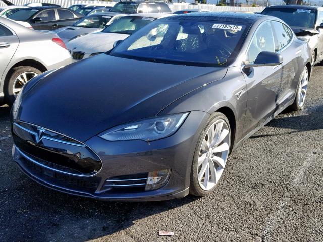 5YJSA1E21FF114394 - 2015 TESLA MODEL S GRAY photo 2