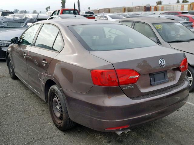 3VW2K7AJ1DM402239 - 2013 VOLKSWAGEN JETTA BASE BROWN photo 3