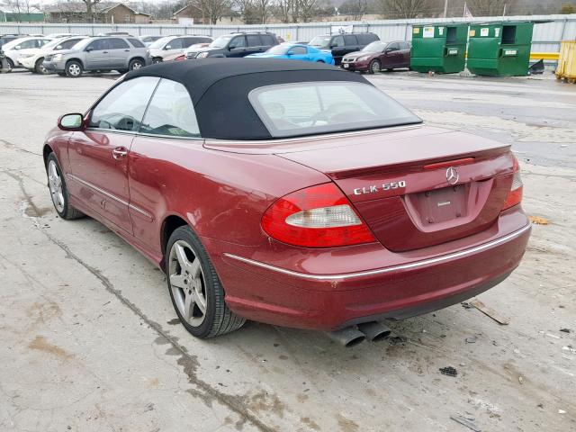 WDBTK72F57T074958 - 2007 MERCEDES-BENZ CLK 550 RED photo 3