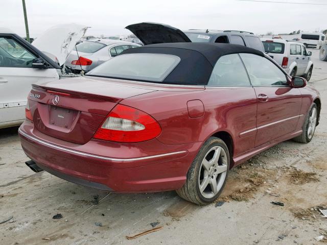 WDBTK72F57T074958 - 2007 MERCEDES-BENZ CLK 550 RED photo 4