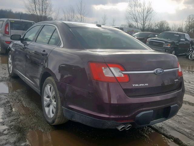 1FAHP2EW0BG101630 - 2011 FORD TAURUS SEL BURGUNDY photo 3