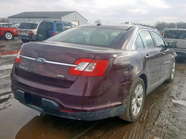 1FAHP2EW0BG101630 - 2011 FORD TAURUS SEL BURGUNDY photo 4