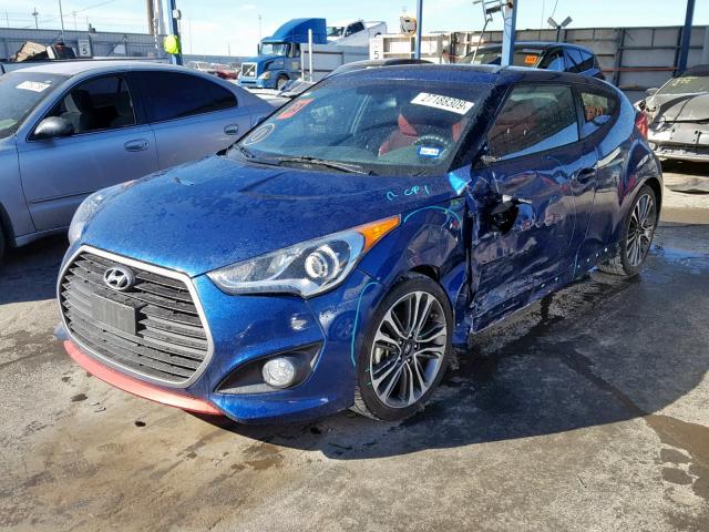 KMHTC6AE5GU288064 - 2016 HYUNDAI VELOSTER T BLUE photo 2