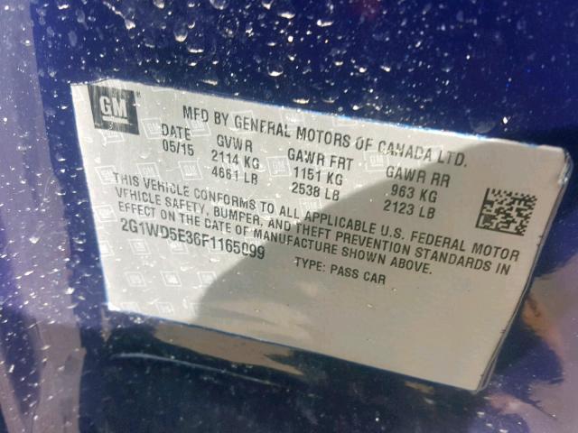 2G1WD5E36F1165099 - 2015 CHEVROLET IMPALA LIM BLUE photo 10