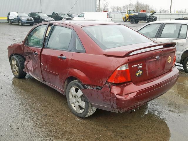 1FAHP34N27W139842 - 2007 FORD FOCUS ZX4 MAROON photo 3