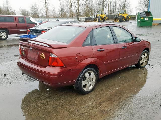 1FAHP34N27W139842 - 2007 FORD FOCUS ZX4 MAROON photo 4