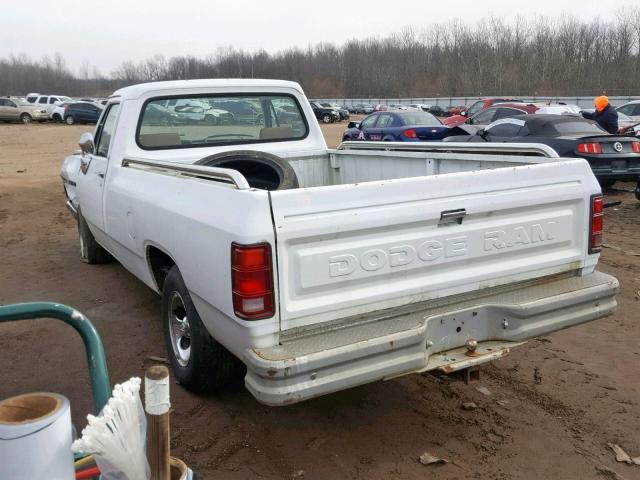 1B7HE16Y2PS259918 - 1993 DODGE D-SERIES D WHITE photo 3