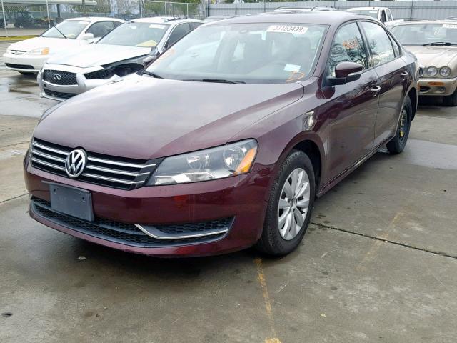 1VWAP7A34DC000845 - 2013 VOLKSWAGEN PASSAT S MAROON photo 2