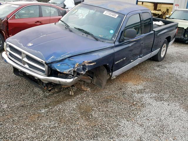 1B7GL22X0YS632993 - 2000 DODGE DAKOTA BLUE photo 2