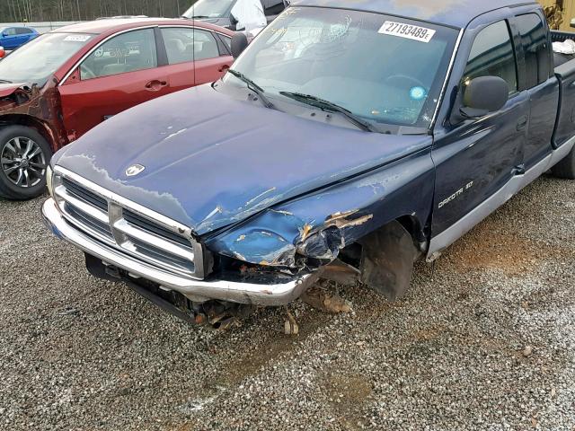 1B7GL22X0YS632993 - 2000 DODGE DAKOTA BLUE photo 9