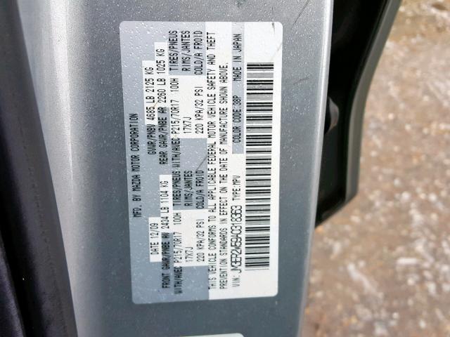 JM3ER2W59A0318363 - 2010 MAZDA CX-7 GRAY photo 10