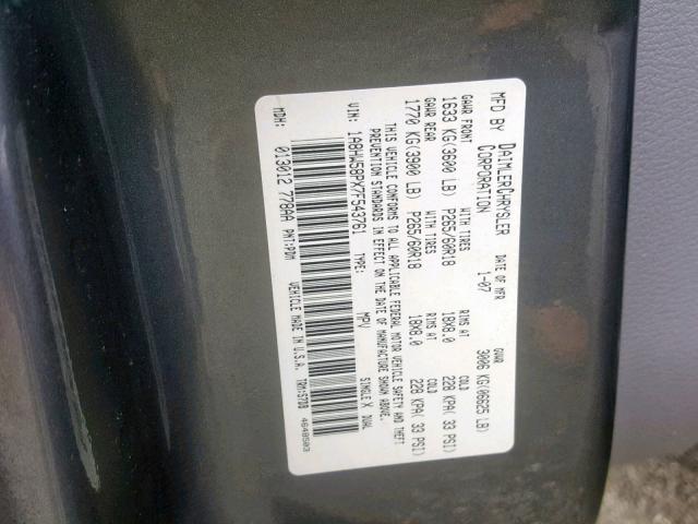 1A8HW58PX7F543761 - 2007 CHRYSLER ASPEN LIMI GRAY photo 10