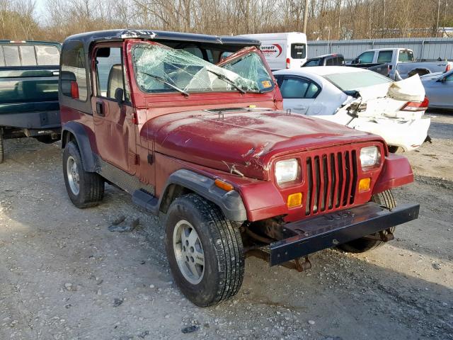 2J4FY19E7LJ500831 - 1990 JEEP WRANGLER / BURGUNDY photo 1