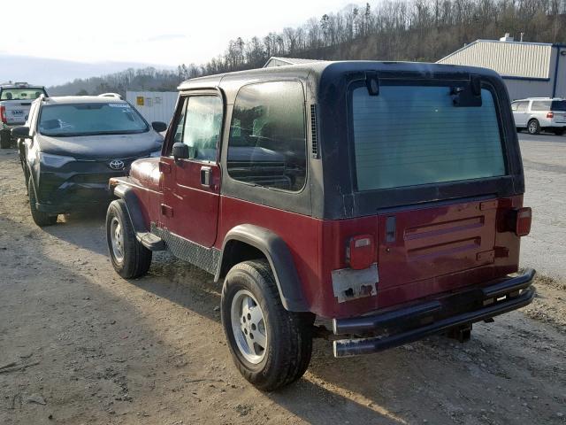 2J4FY19E7LJ500831 - 1990 JEEP WRANGLER / BURGUNDY photo 3