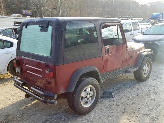 2J4FY19E7LJ500831 - 1990 JEEP WRANGLER / BURGUNDY photo 4