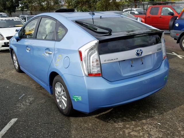 JTDKN3DP7F3070038 - 2015 TOYOTA PRIUS PLUG BLUE photo 3