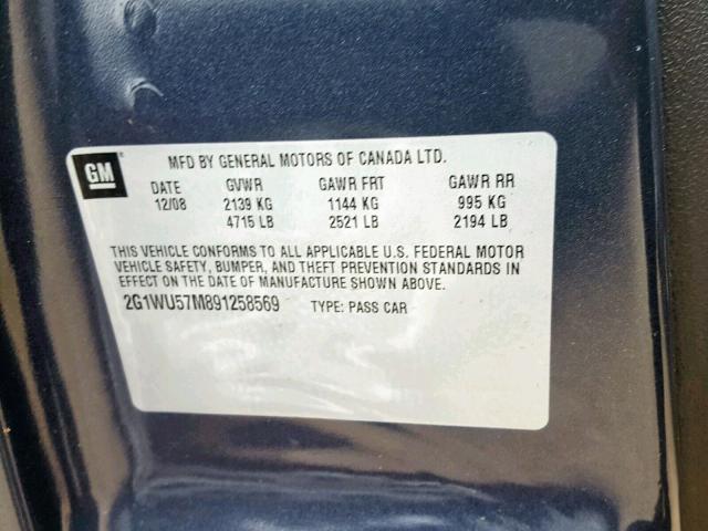 2G1WU57M891258569 - 2009 CHEVROLET IMPALA LTZ PURPLE photo 10