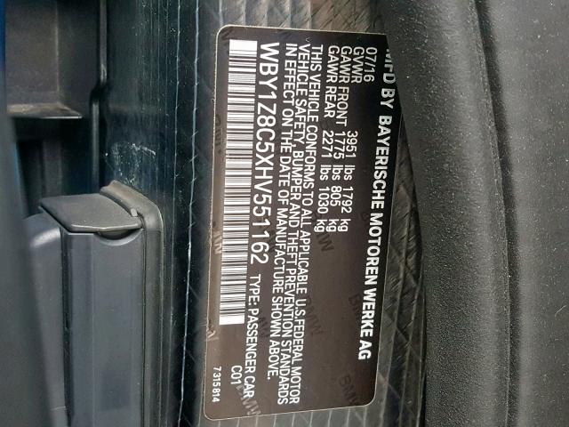 WBY1Z8C5XHV551162 - 2017 BMW I3 REX Mavi foto 10