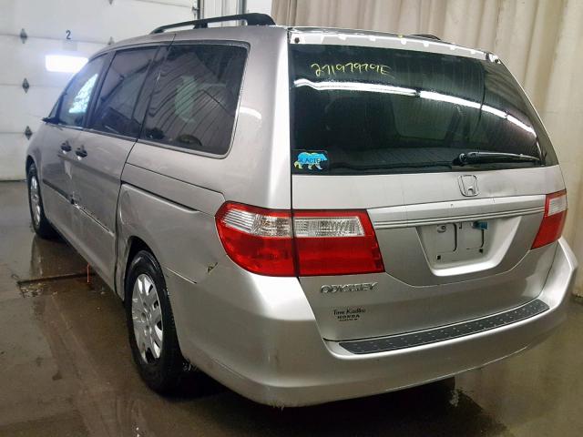 5FNRL38237B115144 - 2007 HONDA ODYSSEY LX SILVER photo 3