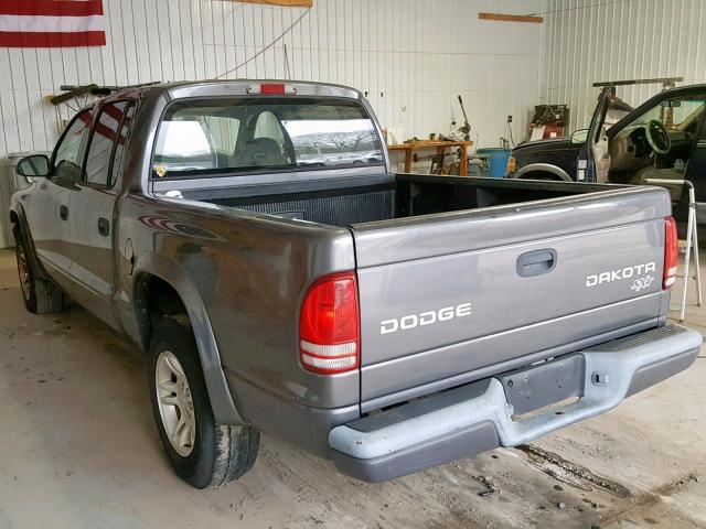 1D7HL38K14S579341 - 2004 DODGE DAKOTA QUA GRAY photo 3