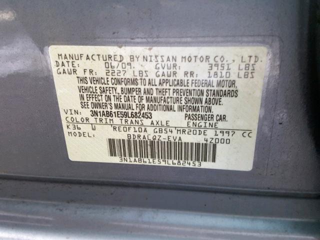 3N1AB61E59L682453 - 2009 NISSAN SENTRA 2.0 GRAY photo 10