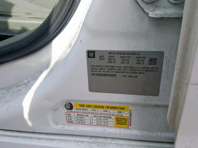 1G1ZA5EU9CF364280 - 2012 CHEVROLET MALIBU LS WHITE photo 10