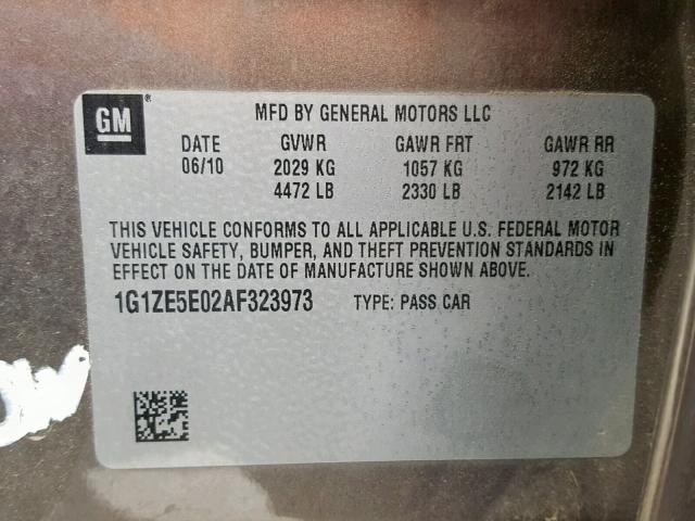 1G1ZE5E02AF323973 - 2010 CHEVROLET MALIBU LTZ BROWN photo 10