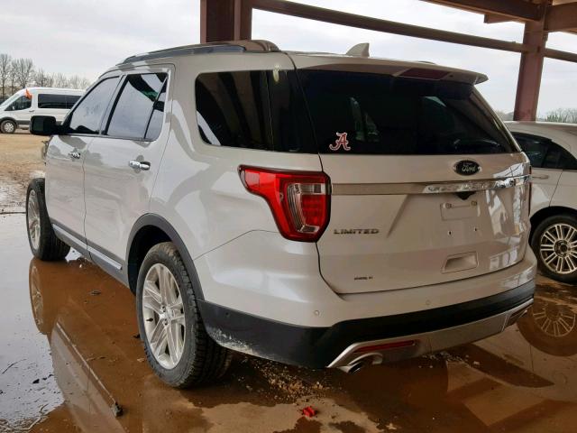 1FM5K7F86HGA20029 - 2017 FORD EXPLORER L WHITE photo 3