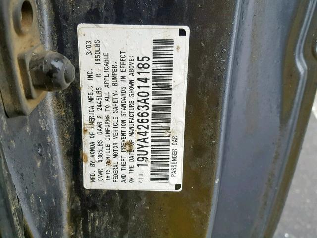 19UYA42663A014185 - 2003 ACURA 3.2CL TYPE SILVER photo 10