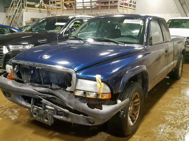 1D7GL12K54S697028 - 2004 DODGE DAKOTA SXT BLUE photo 2