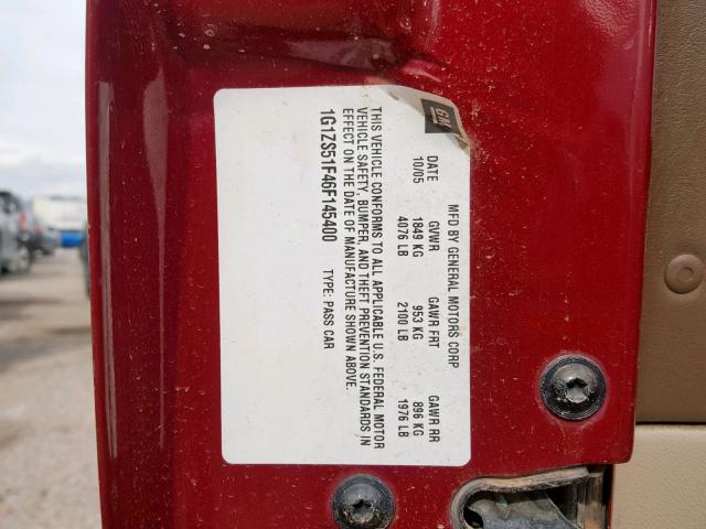 1G1ZS51F46F145400 - 2006 CHEVROLET MALIBU LS RED photo 10