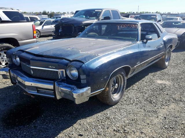 1H57K3B582773 - 1973 CHEVROLET MONTE CARL BLUE photo 2