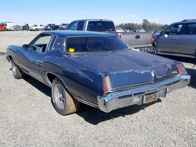 1H57K3B582773 - 1973 CHEVROLET MONTE CARL BLUE photo 3