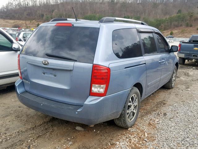 KNDMG4C72E6537857 - 2014 KIA SEDONA LX BLUE photo 4