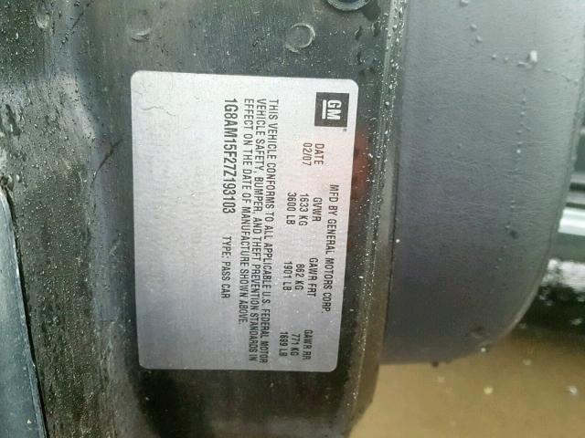 1G8AM15F27Z193103 - 2007 SATURN ION LEVEL GRAY photo 10