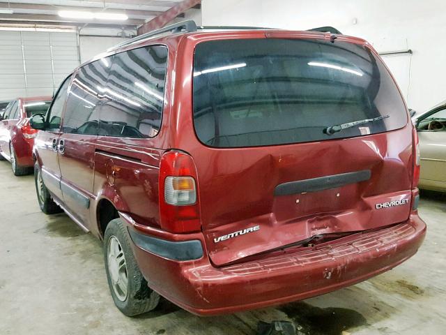 1GNDX03E82D100581 - 2002 CHEVROLET VENTURE MAROON photo 3