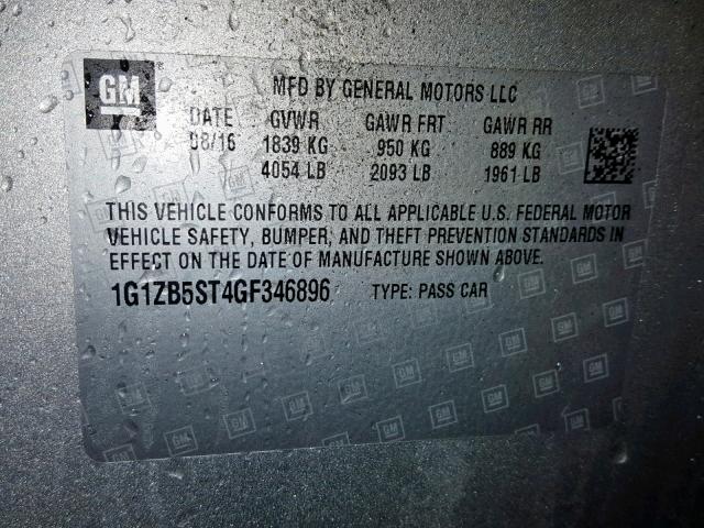 1G1ZB5ST4GF346896 - 2016 CHEVROLET MALIBU LS SILVER photo 10