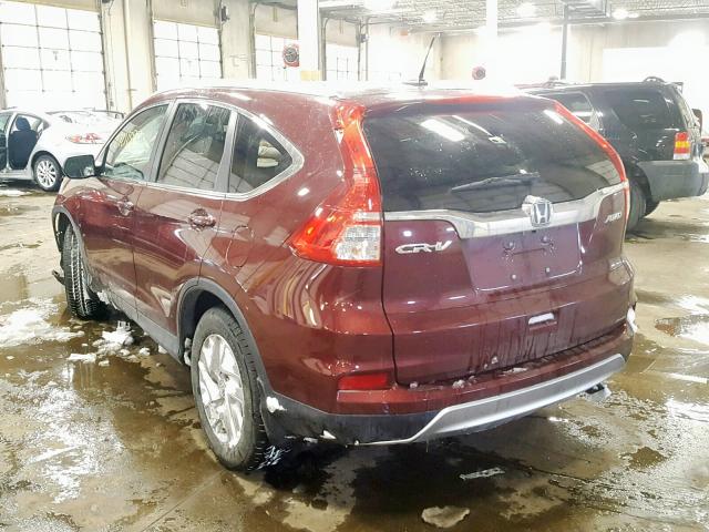 5J6RM4H74FL046906 - 2015 HONDA CR-V EXL MAROON photo 3