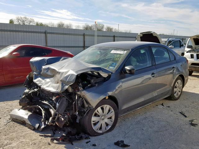 3VW2K7AJ6CM383721 - 2012 VOLKSWAGEN JETTA BASE GRAY photo 2