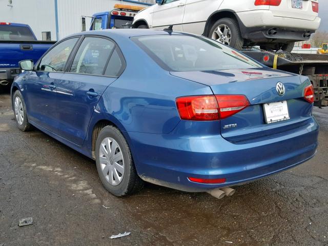 3VW2K7AJ7FM319966 - 2015 VOLKSWAGEN JETTA BASE Կապույտ լուսանկար 3