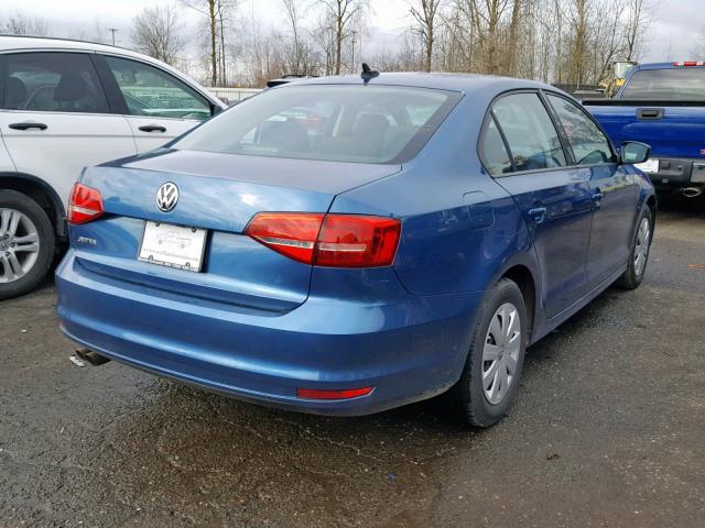 3VW2K7AJ7FM319966 - 2015 VOLKSWAGEN JETTA BASE Կապույտ լուսանկար 4