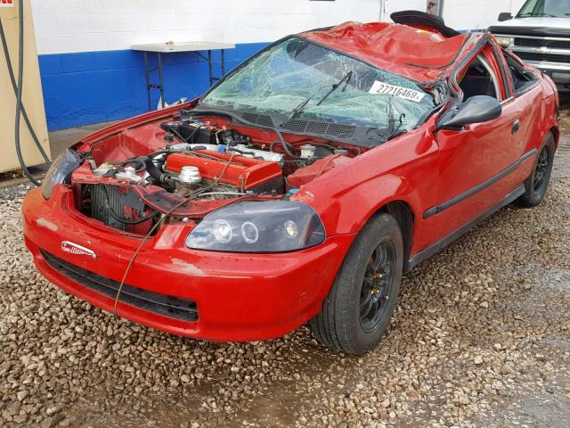 2HGEJ6343VH101624 - 1997 HONDA CIVIC DX RED photo 2