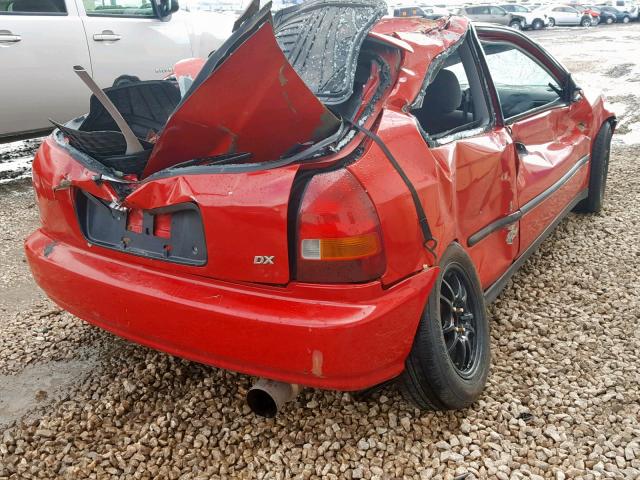 2HGEJ6343VH101624 - 1997 HONDA CIVIC DX RED photo 4