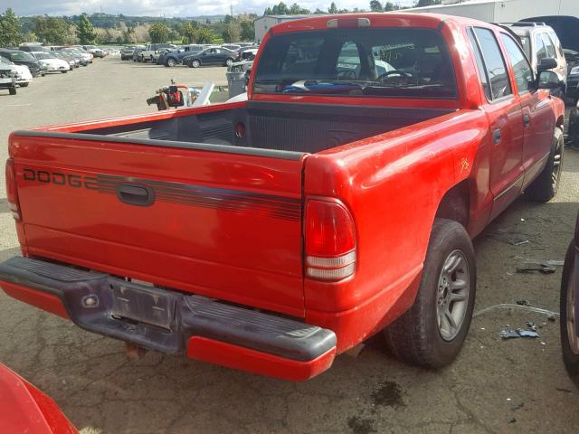 1B7HL2ANX1S284100 - 2001 DODGE DAKOTA QUA RED photo 4