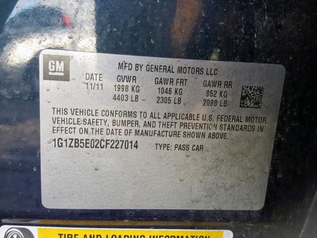 1G1ZB5E02CF227014 - 2012 CHEVROLET MALIBU LS BLUE photo 10