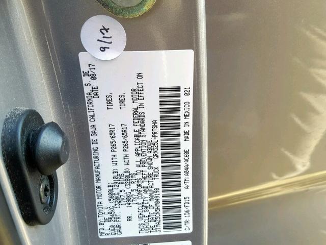 3TMAZ5CN5HM049198 - 2017 TOYOTA TACOMA DOU SILVER photo 10