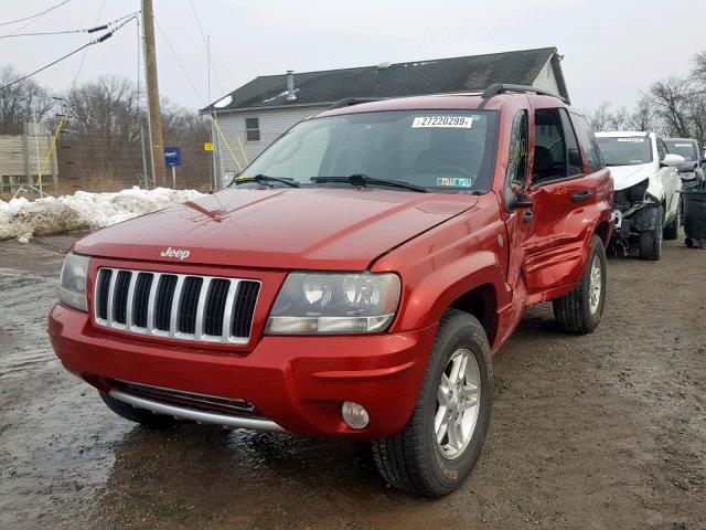 1J4GW48S24C352599 - 2004 JEEP GRAND CHER RED photo 2