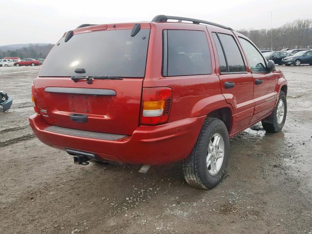 1J4GW48S24C352599 - 2004 JEEP GRAND CHER RED photo 4