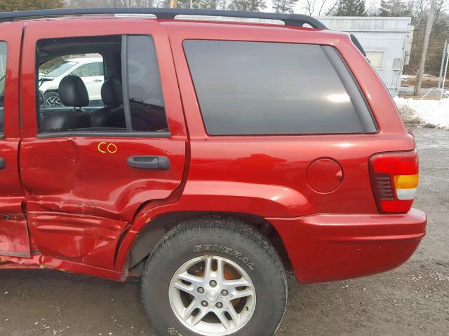 1J4GW48S24C352599 - 2004 JEEP GRAND CHER RED photo 9